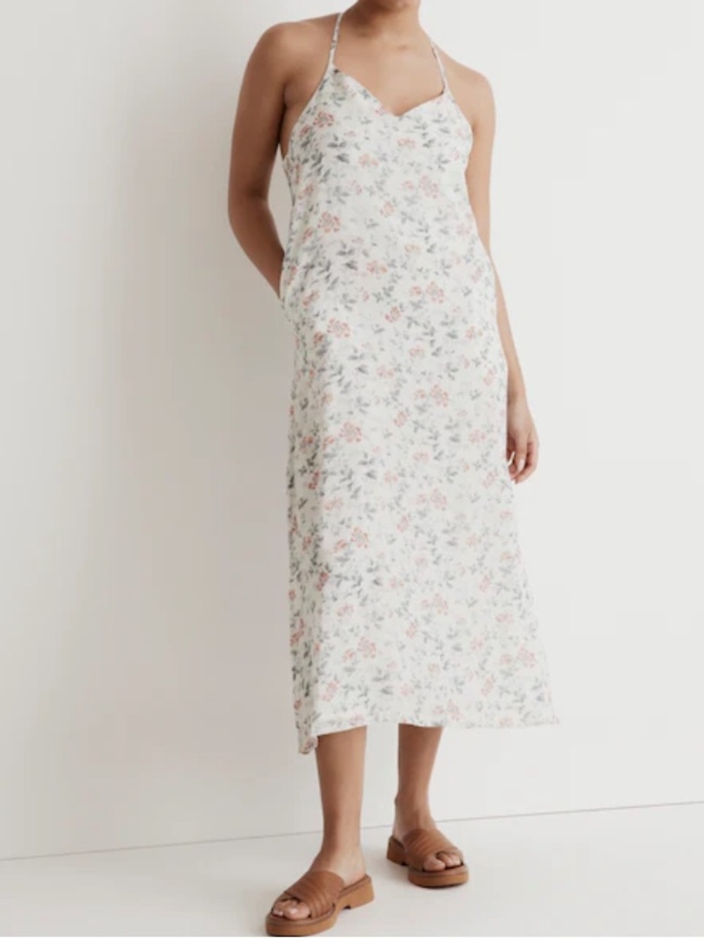 Madewell x reistor Ivory Ivy Dreams Floral Bemberg Crepe Maxi Slip Dress XL
